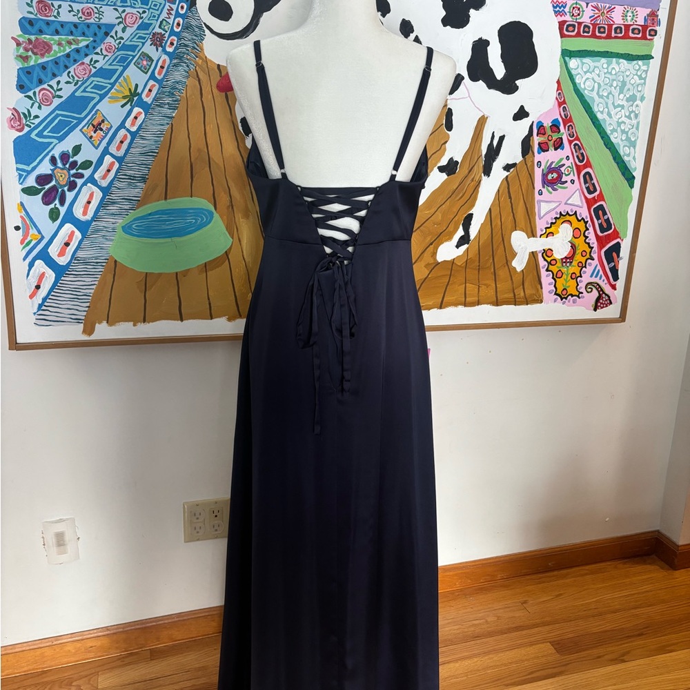 Navy Satin Evening Dress - Picture 6 of 9